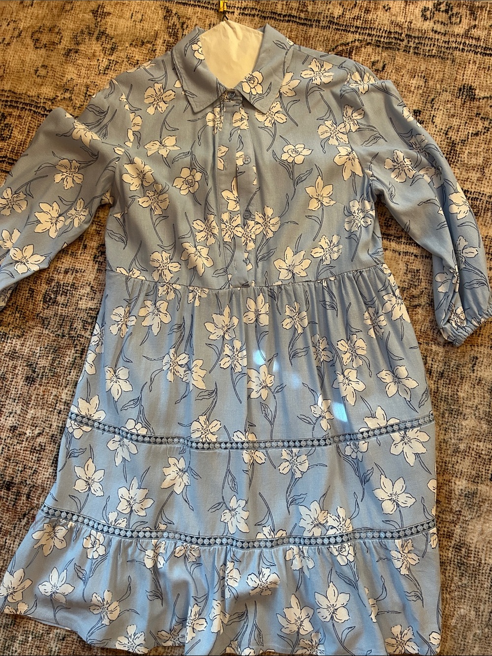 Joie Light Blue Floral Tiered Dress